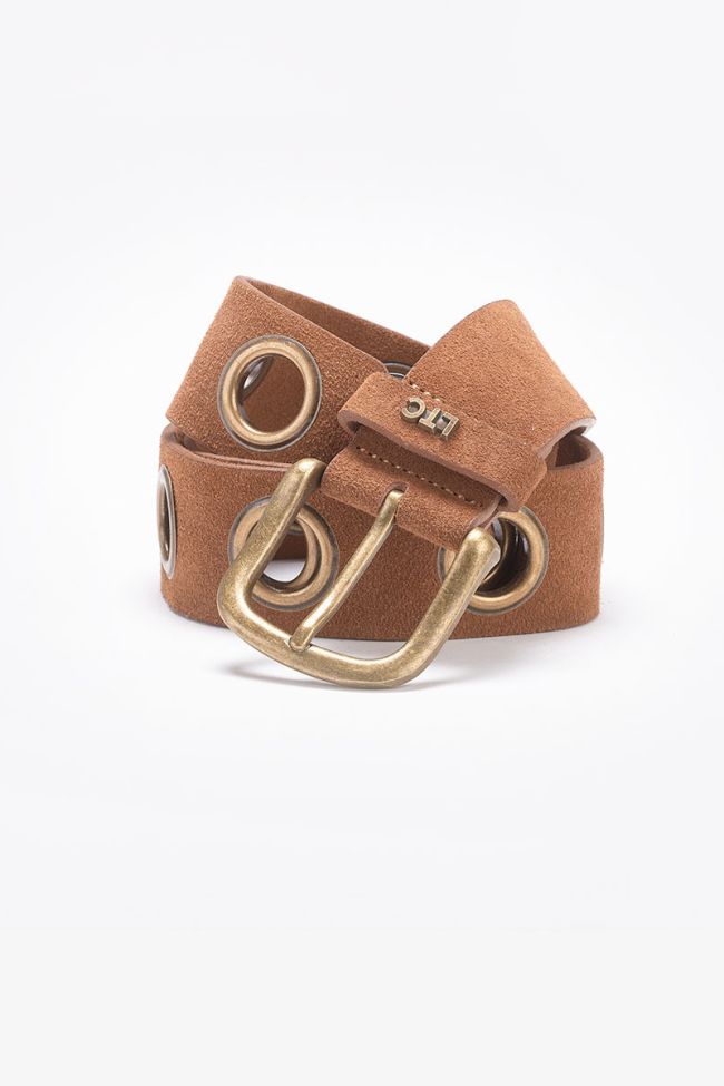 Ceinture Caylie en daim cognac