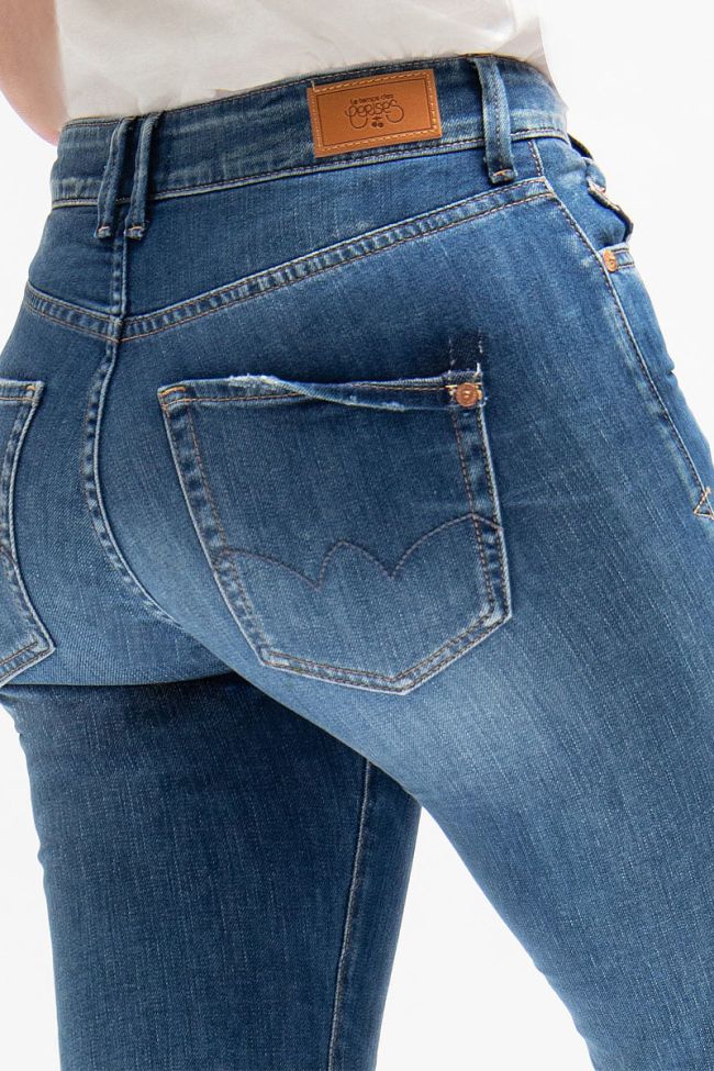 Jeans regular taille haute court Precious destroy bleu N°3