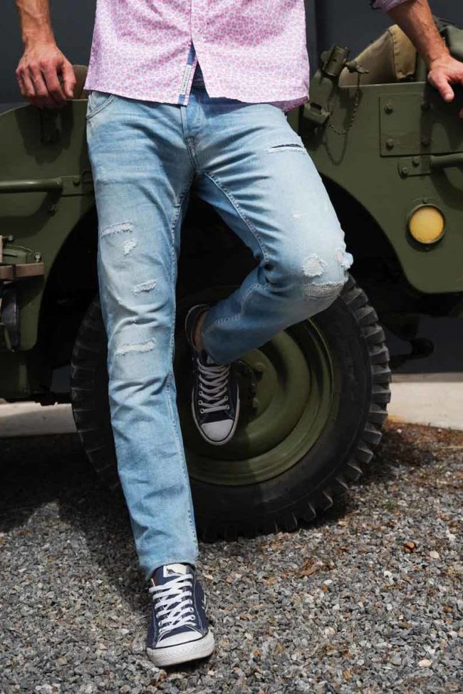 Basic 700/11 adjusted jeans destroy bleu N°5