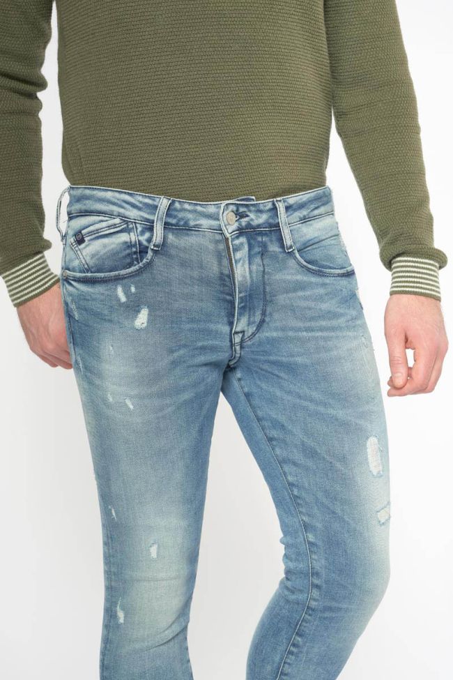 Jeans power skinny 7/8ème destroy vintage bleu N°4