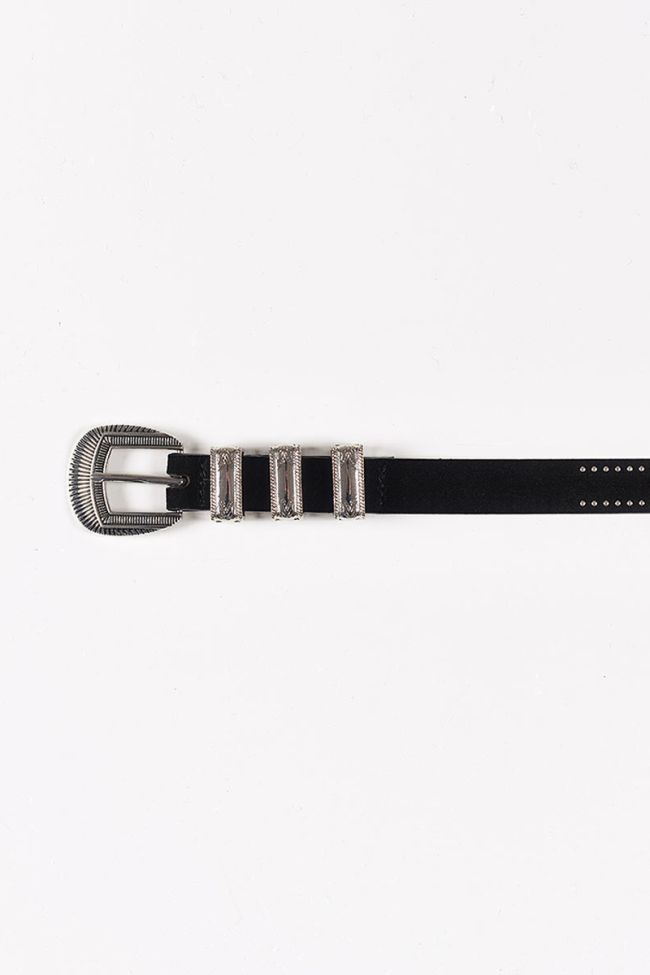 Ceinture en cuir Folk noire
