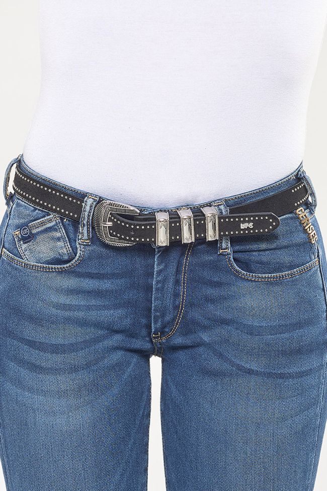 Ceinture en cuir Folk noire