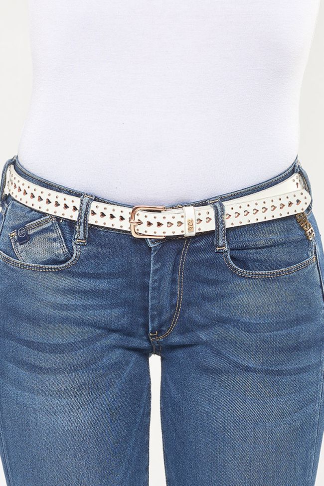 Ceinture en cuir Heart blanche