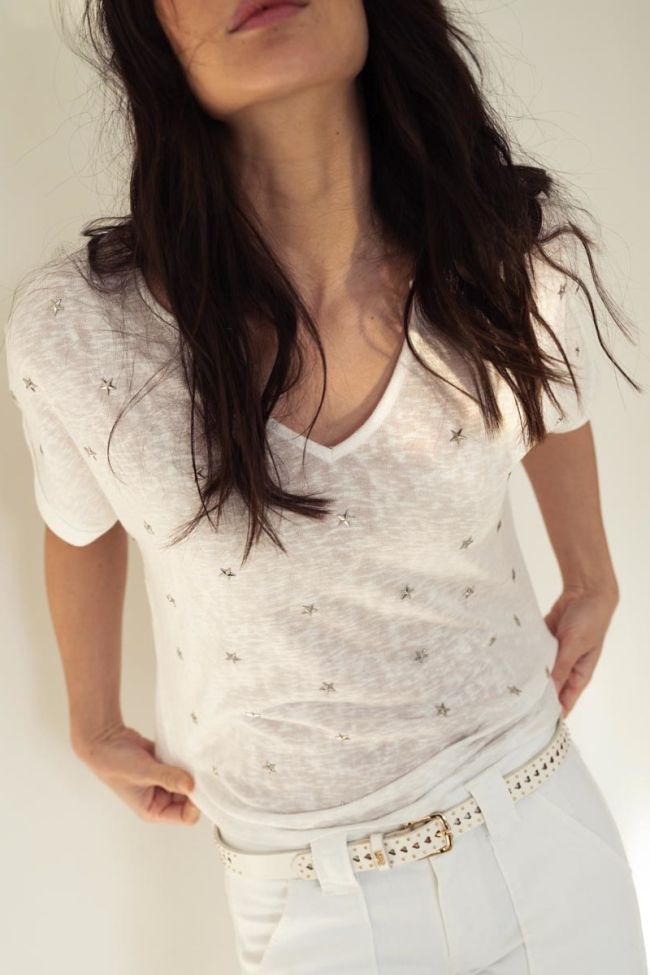 Ceinture en cuir Heart blanche