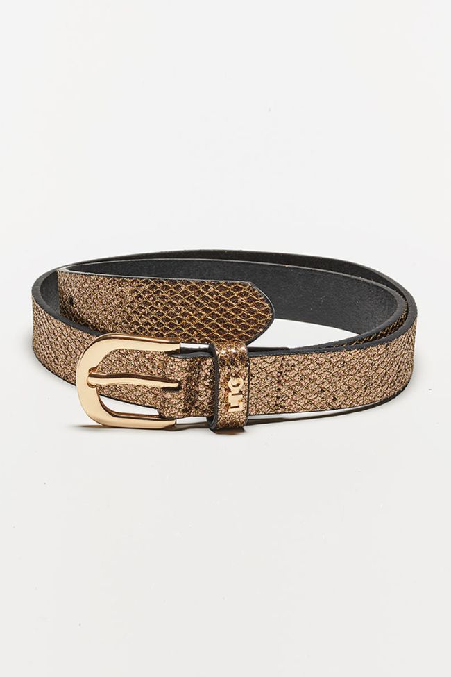 Ceinture Pailful en cuir doré