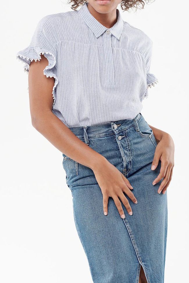 Top en lin mélangé Azul Bleu