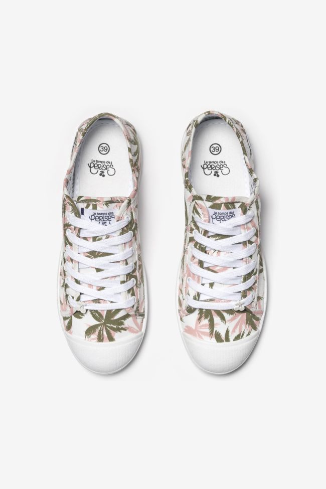 Baskets Basic à motif palmier rose et kaki