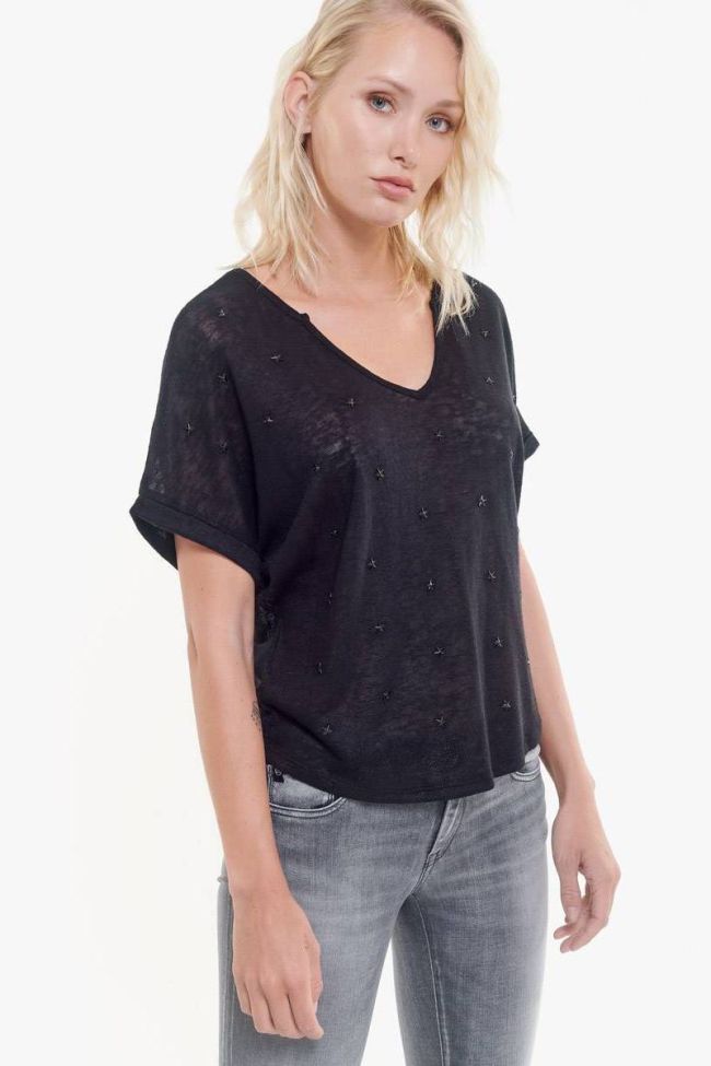 T-shirt Bote noir à étoiles noires