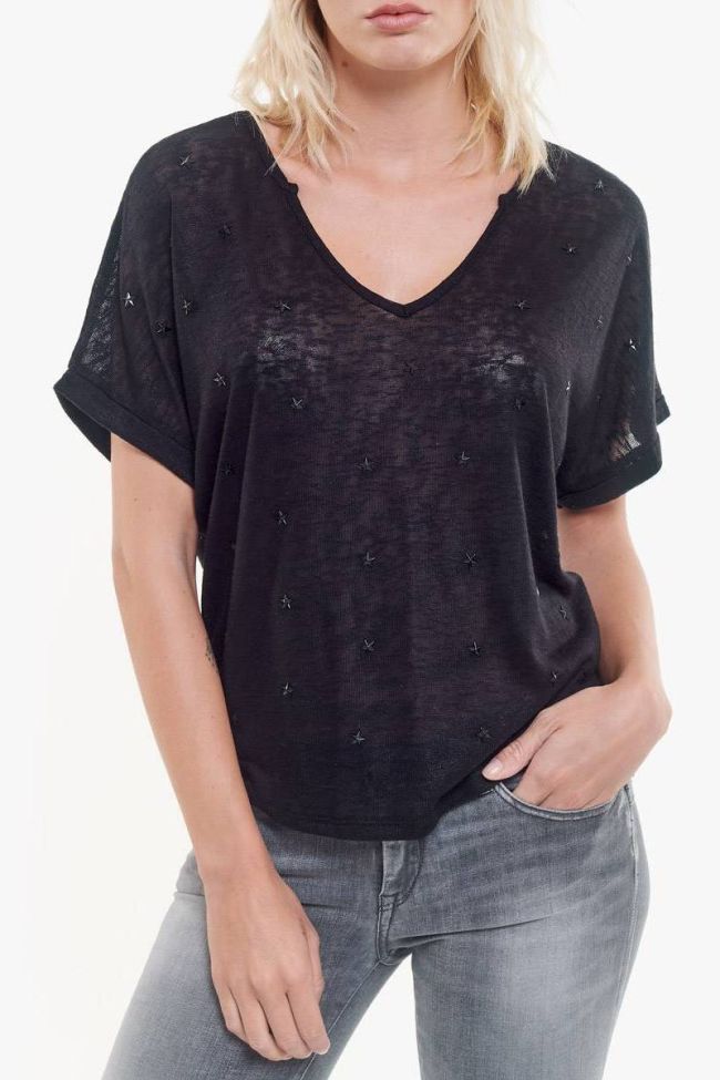 T-shirt Bote noir à étoiles noires