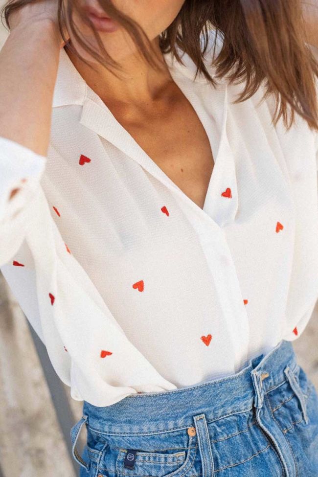 Blouse Love blanc cassé