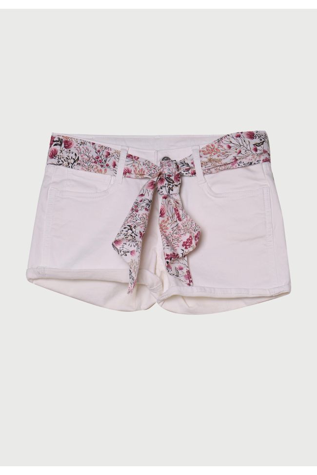 Short Col 2 en jeans blanc