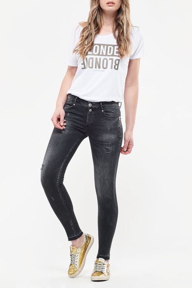 Cuba power skinny 7/8ème jeans destroy noir N°1 