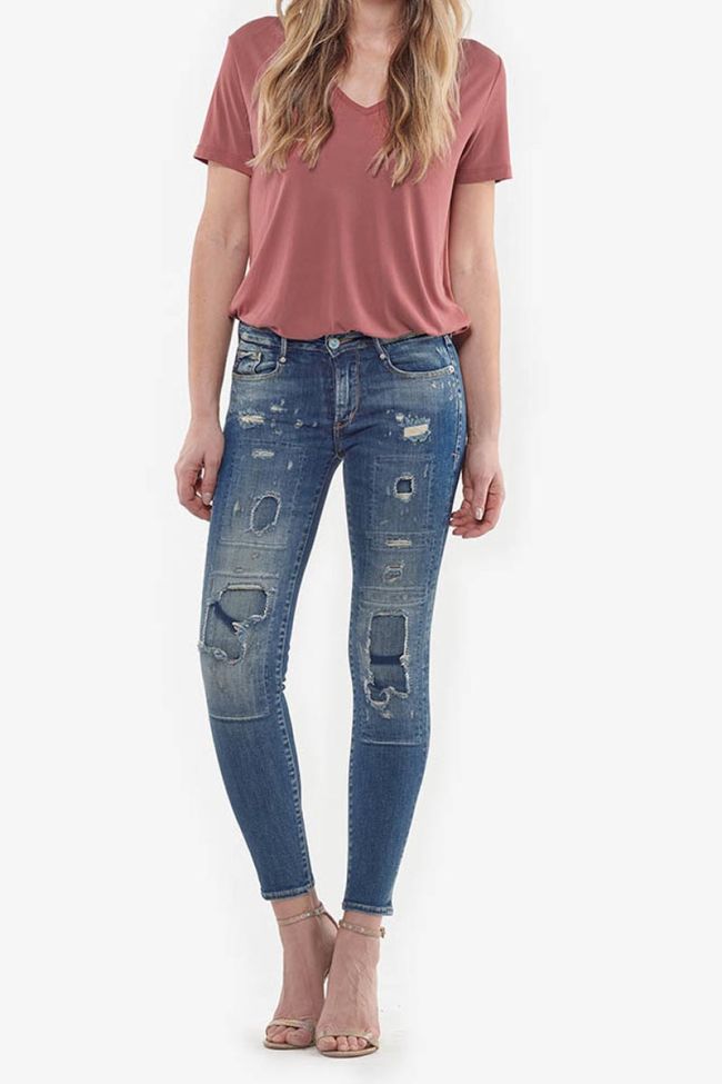  Jeans power skinny 7/8ème Hoya destroy bleu N°2