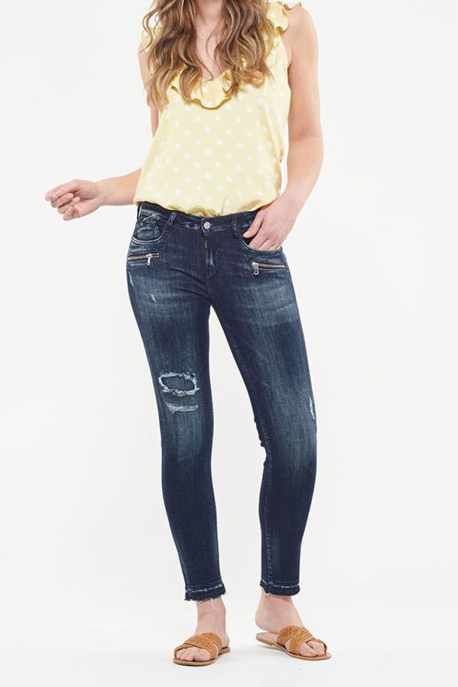 Jeans power skinny 7/8ème Kiev destroy bleu N°1