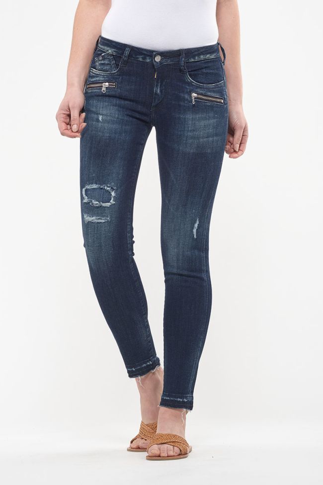 Jeans power skinny 7/8ème Kiev destroy bleu N°1