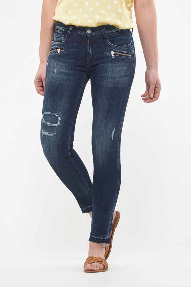Jeans power skinny 7/8ème Kiev destroy bleu N°1