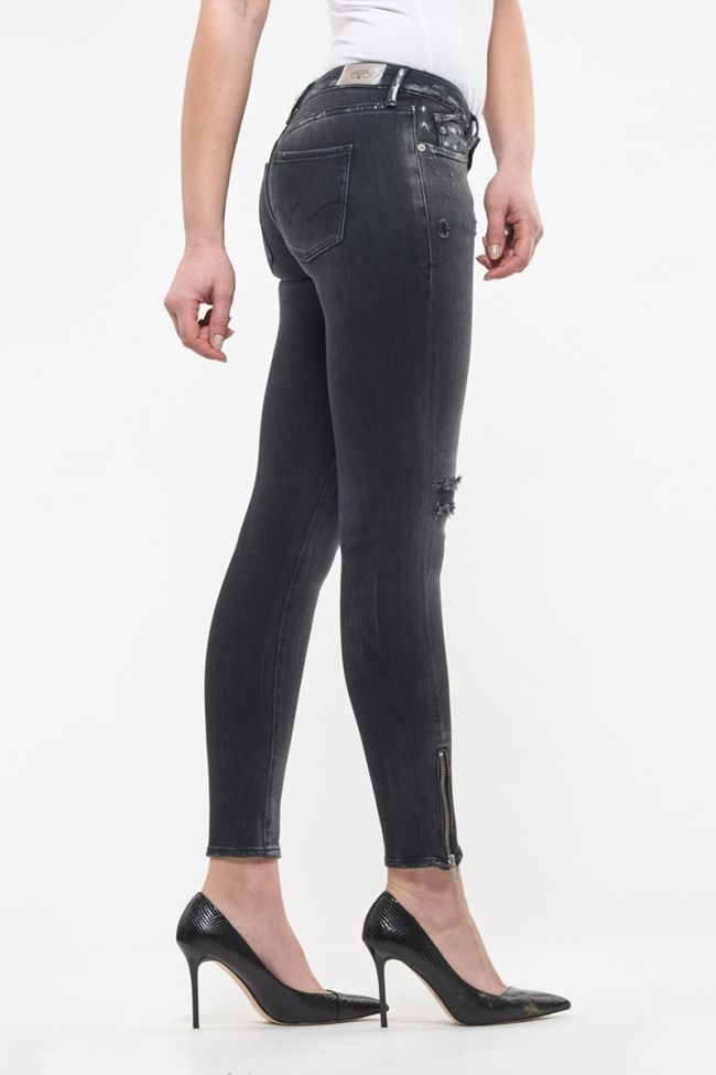 Jeans power skinny 7/8ème Oslo destroy noir N°1