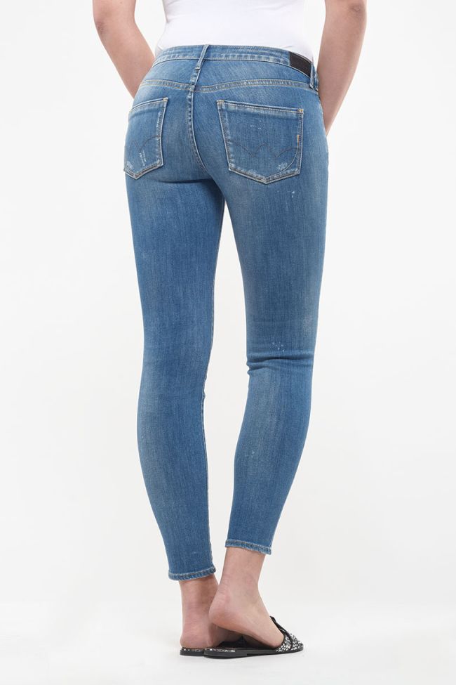 Jeans power skinny 7/8ème Seoul destroy avec strass bleu N°4