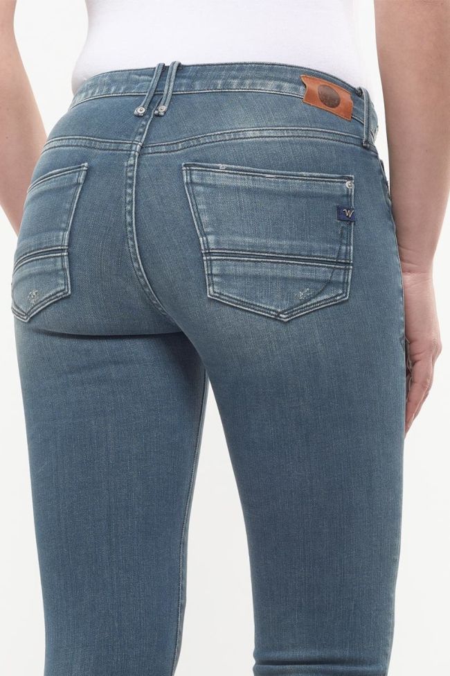 Jeans power skinny 7/8ème Zia destroy bleu-noir N°4