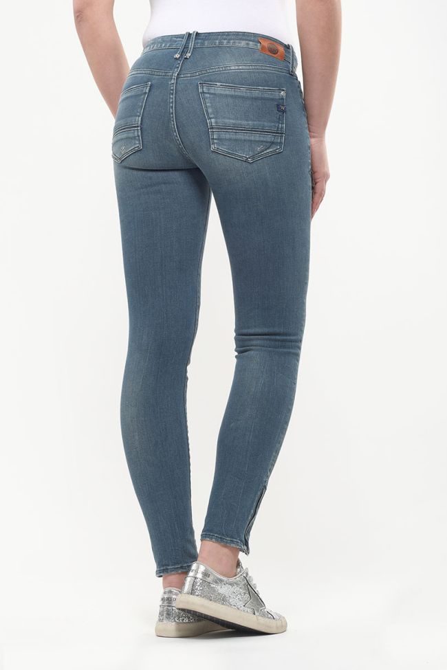 Jeans power skinny 7/8ème Zia destroy bleu-noir N°4