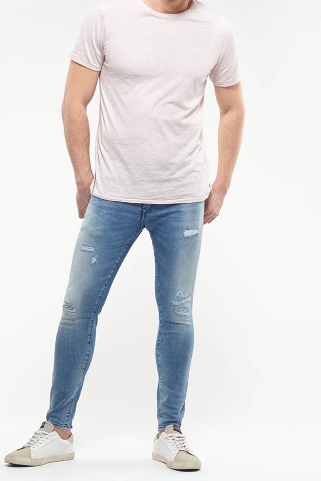 Jeans Power skinny 7/8ème destroy bleu N°4