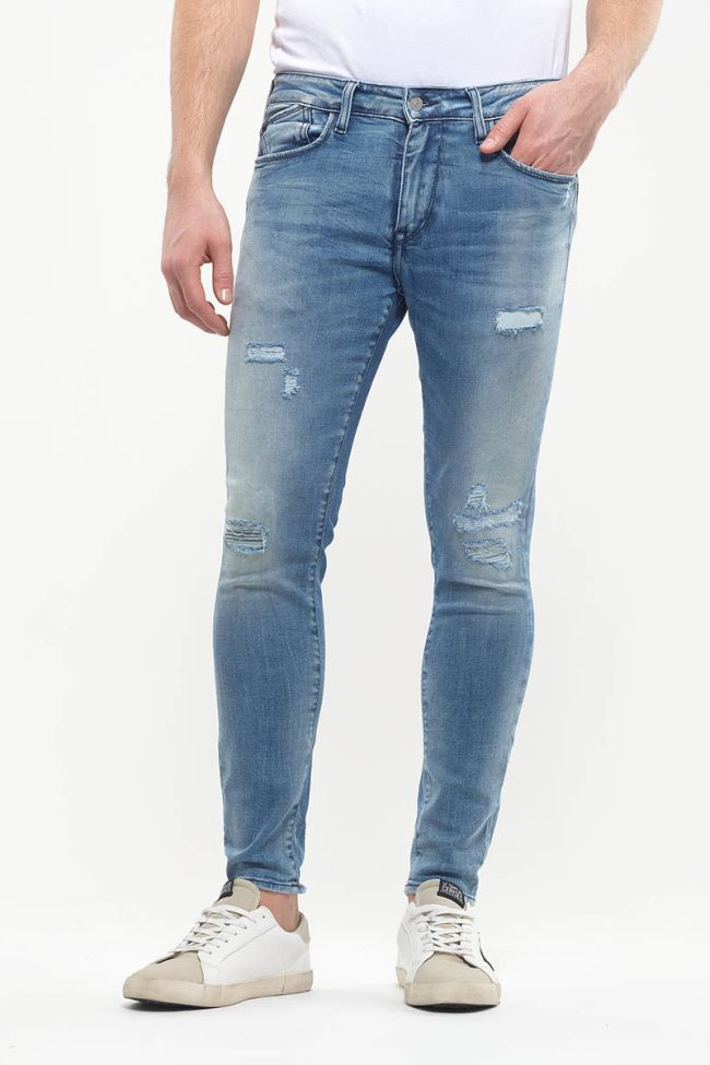 Jeans Power skinny 7/8ème destroy bleu N°4