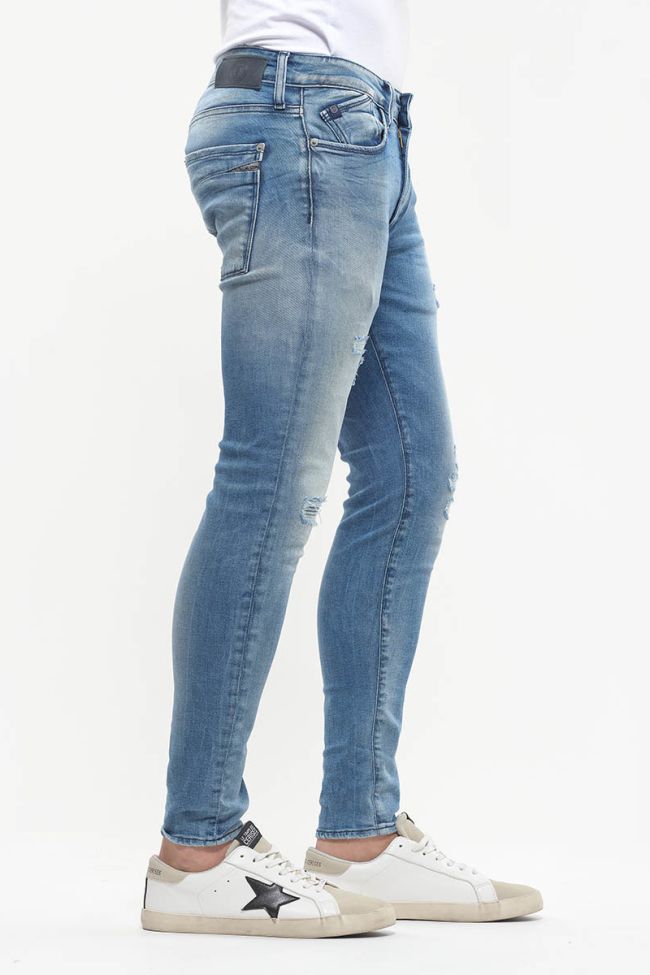 Jeans Power skinny 7/8ème destroy bleu N°4