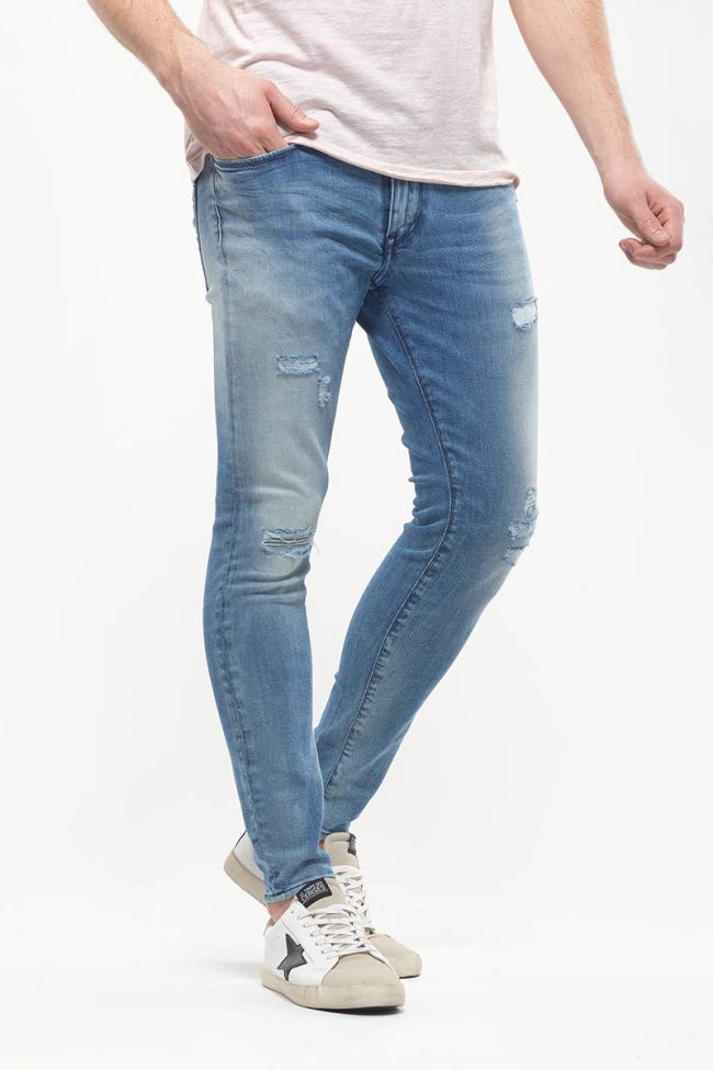 Jeans Power skinny 7/8ème destroy bleu N°4