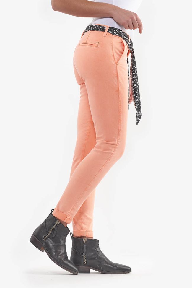 Pantalon Slim Neon corail 