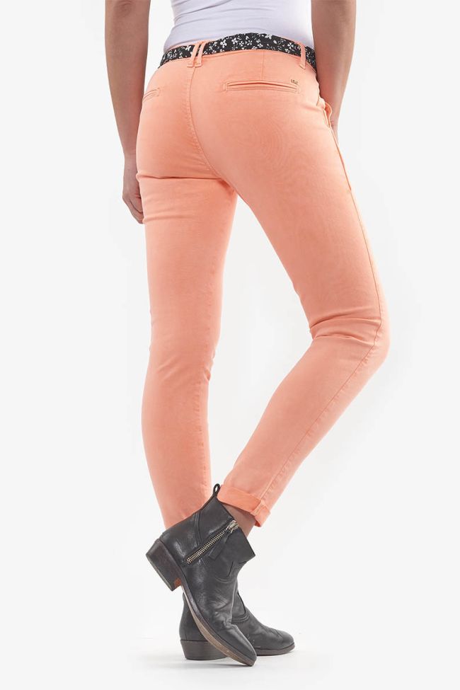 Pantalon Slim Neon corail 
