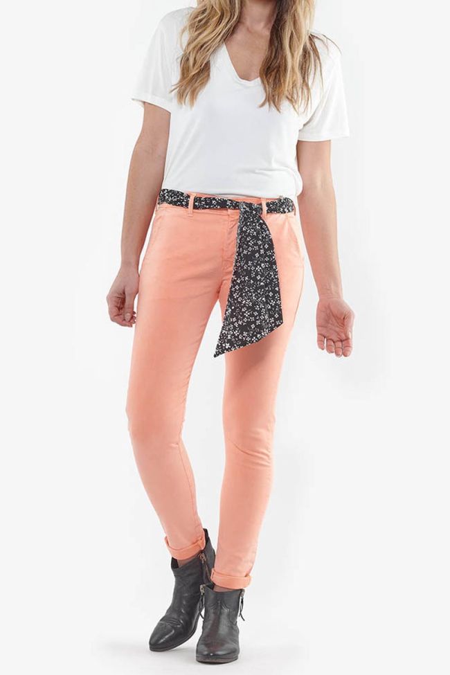 Pantalon Slim Neon corail 