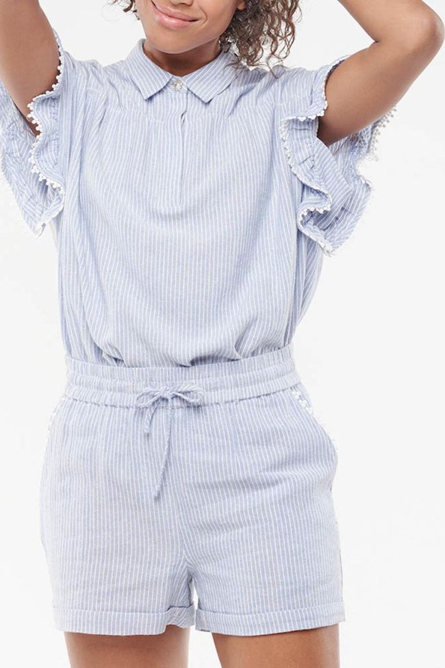 Short en lin mélangé Zora Bleu