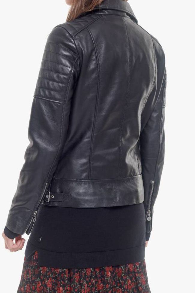 Veste Lane en cuir noire