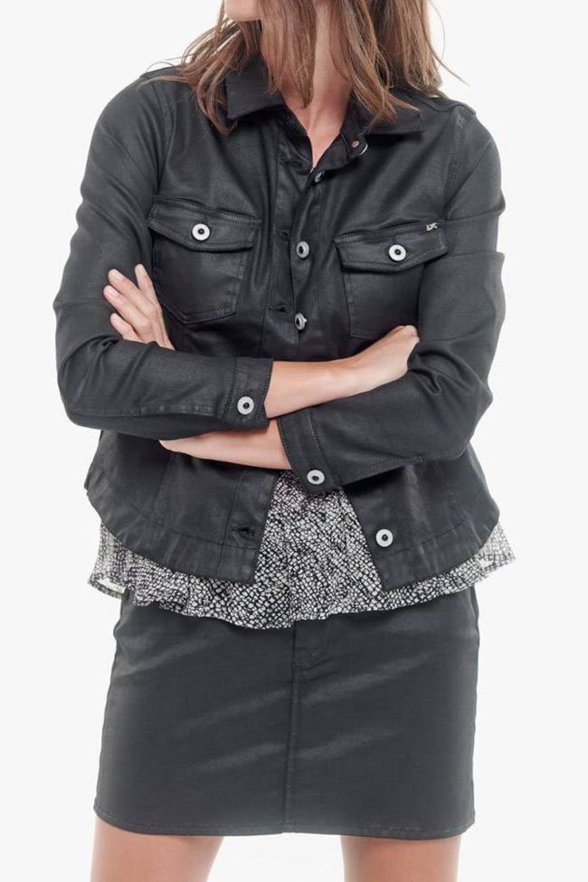Veste en jeans enduit Louve noire