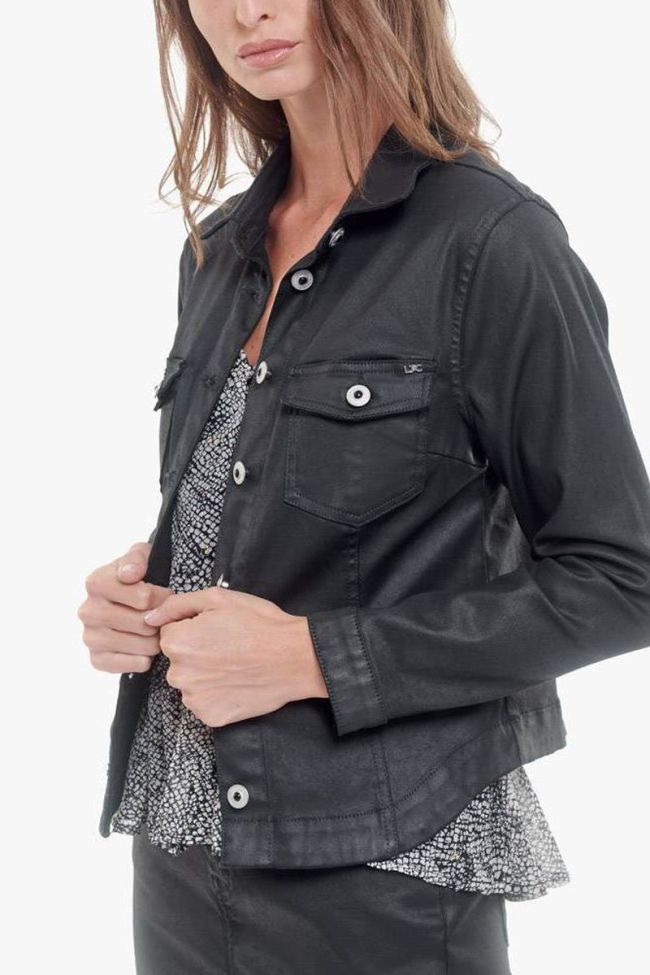 Veste en jeans enduit Louve noire