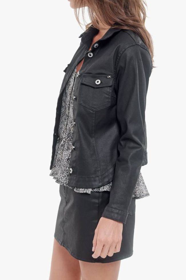 Veste en jeans enduit Louve noire