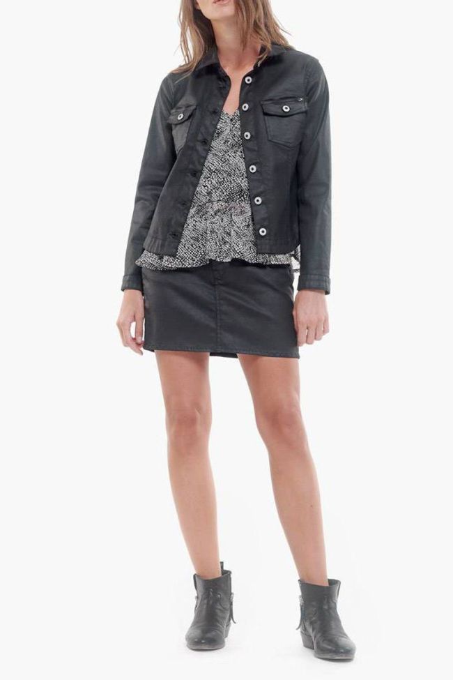 Veste en jeans enduit Louve noire