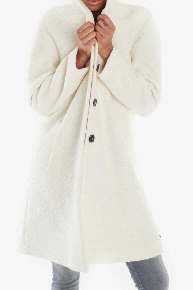 Manteau Pékin écru en laine mélangée