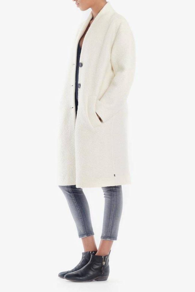 Manteau Pékin écru en laine mélangée