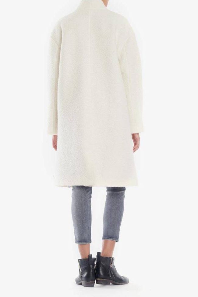 Manteau Pékin écru en laine mélangée