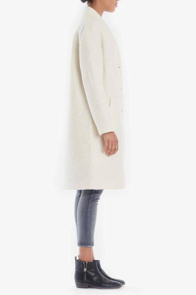 Manteau Pékin écru en laine mélangée