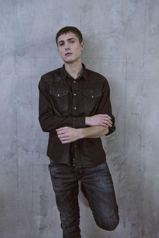 Chemise Juanito en jeans noir délavé