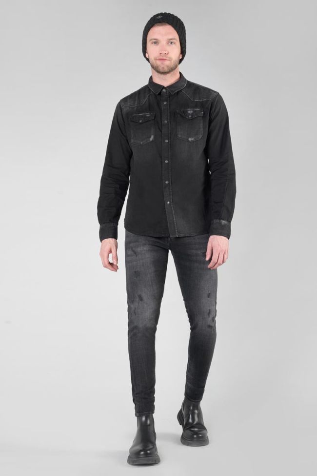 Chemise Juanito en jeans noir délavé