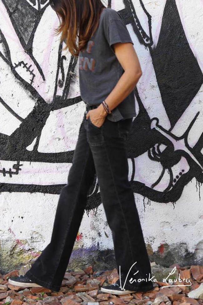 Agathe flare by Véronika Loubry jeans destroy noir N°1