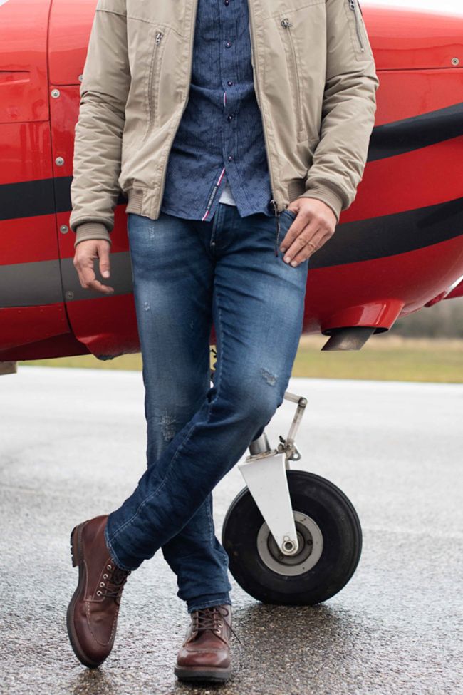 Power skinny 7/8ème jeans destroy bleu N°2