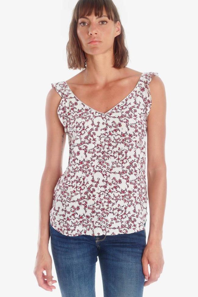 Top Aleksa blanc à motif floral