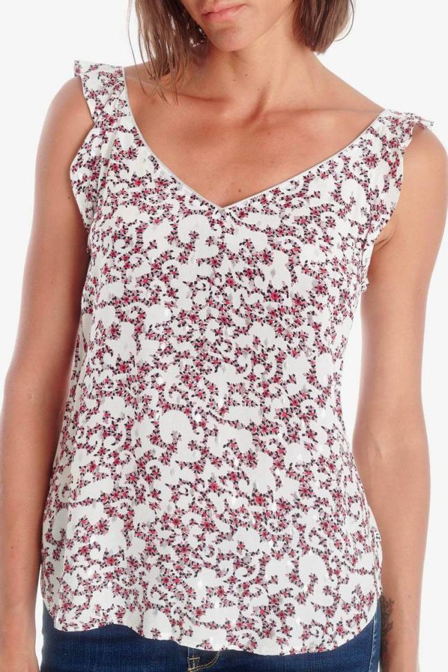 Top Aleksa blanc à motif floral