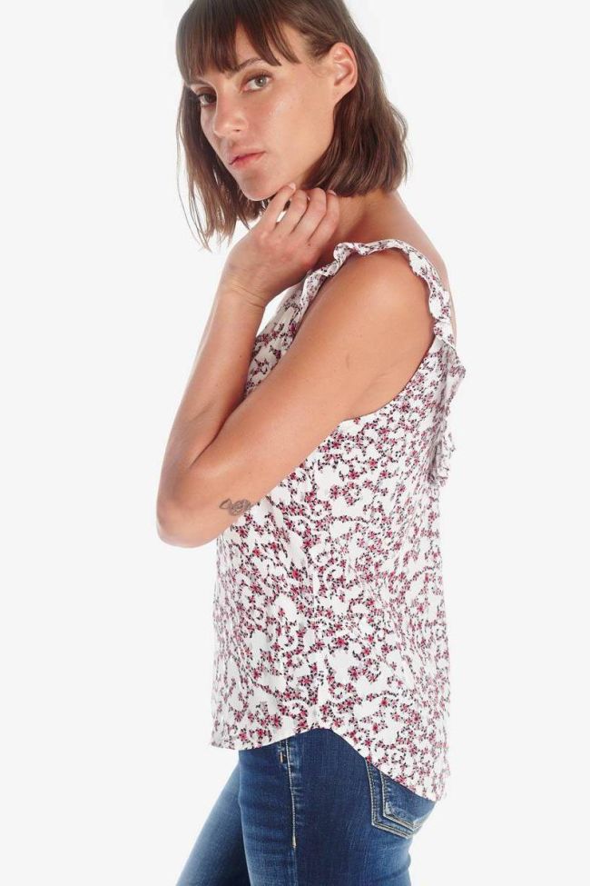 Top Aleksa blanc à motif floral