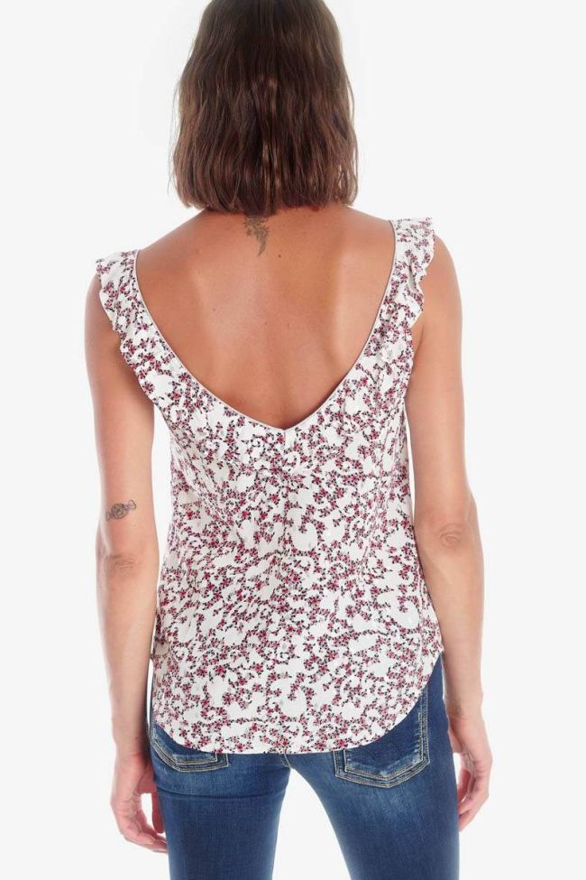 Top Aleksa blanc à motif floral