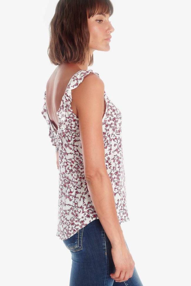 Top Aleksa blanc à motif floral